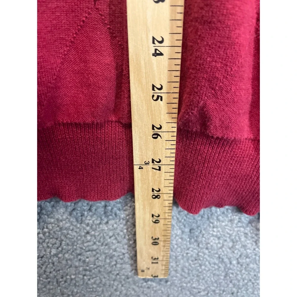 Oscar De La Renta Sweater Vest Mens Extra Large‎ XL Red V Neck Argyle